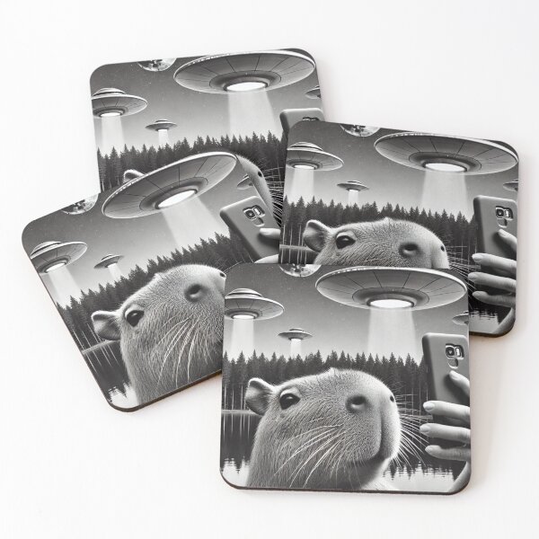 Item preview, Funny Capybara Selfie with UFOs Weird designed and sold by Bankza.