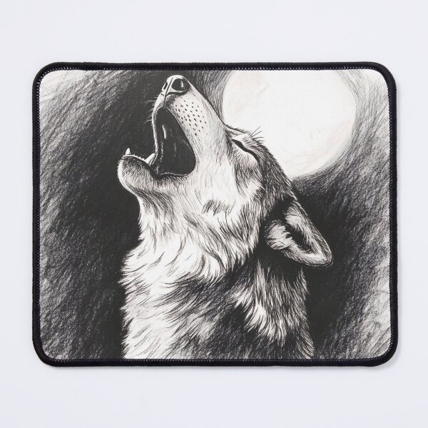 Item preview, Black and white Wolf pencil drawing  designed and sold by Pencil-Art.