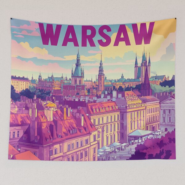 Item preview, Warsaw Cityscape Art  – Vintage Travel Art designed and sold by nomiraclehere.