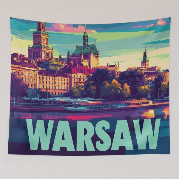 Item preview, Warsaw Cityscape Art  – Vintage Travel Art designed and sold by nomiraclehere.