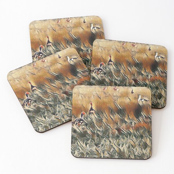 Geese and Duck Roam Art Coasters (Set of 4)