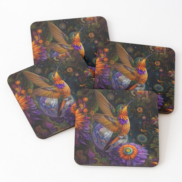 Item preview, Mystical Flight - Psychedelic Hummingbird Artwork designed and sold by Mystikos Art.