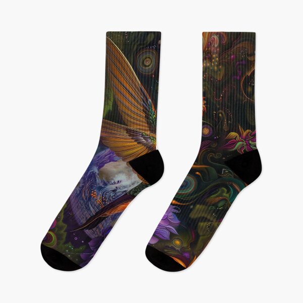 Item preview, Mystical Flight - Psychedelic Hummingbird Artwork designed and sold by Mystikos Art.