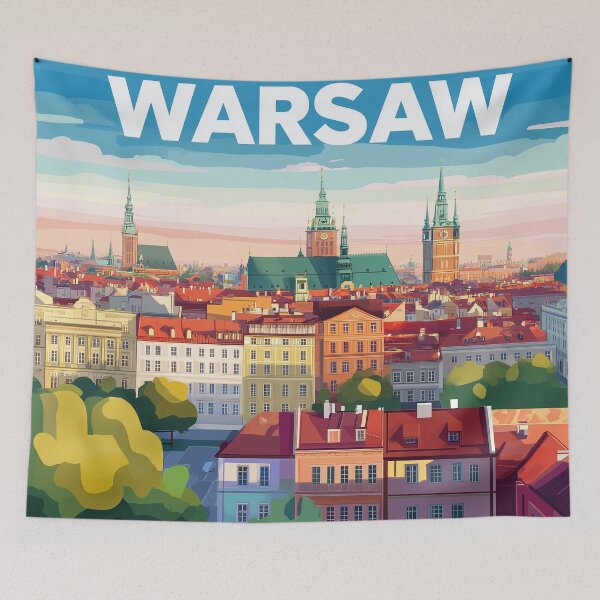 Item preview, Warsaw Cityscape Art  – Vintage Travel Art designed and sold by nomiraclehere.