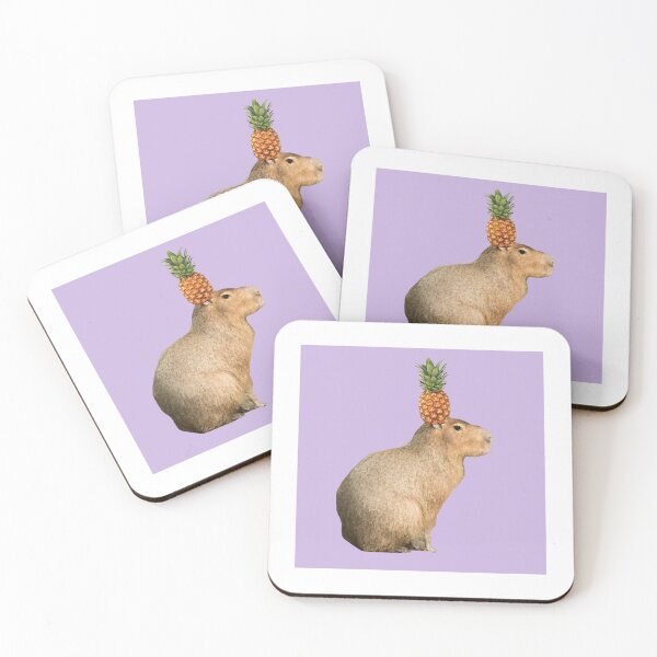 Item preview, Capybara with Pineapple on Head Purple Background designed and sold by GeekyGirlsGarb.