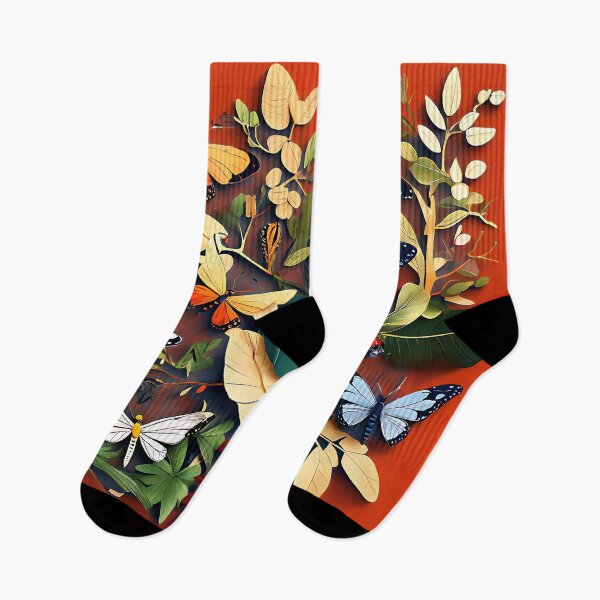 Item preview, A mix of tropical insects like butterflies, beetles, and dragonflies on leafy branches designed and sold by Tchoice.