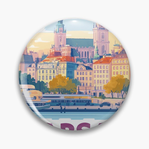 Item preview, Warsaw Cityscape Art  – Vintage Travel Art designed and sold by nomiraclehere.