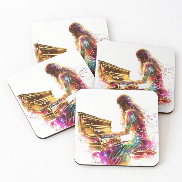 Item preview, Colorful Girl Piano Player Painting Romantic Art Abstract Musician Artwork Abstract Musician Paintings designed and sold by fansyartdesign.