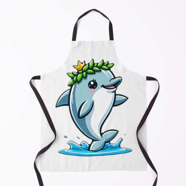 Item preview, Playful Dolphin A dolphin jumping out of the water with a cheerful expression wearing a crown of seaweed designed and sold by Bored Elon.