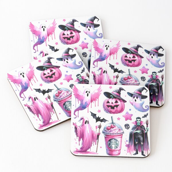 Item preview, Pink Halloween theme with pumpkins,bat,ghost ect...  Stickers and more designed and sold by CRandRRstickers.