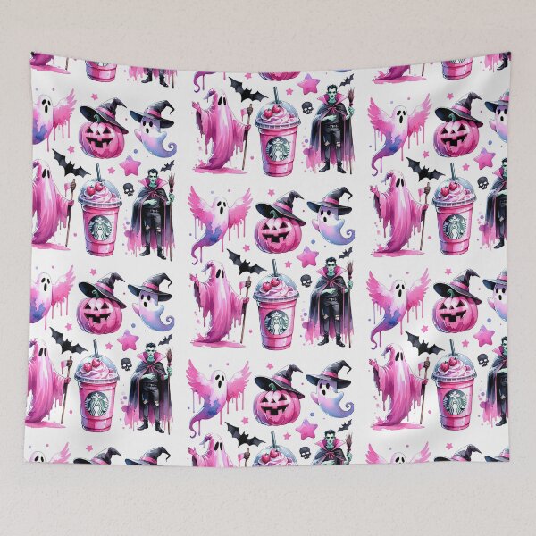 Item preview, Pink Halloween theme with pumpkins,bat,ghost ect...  Stickers and more designed and sold by CRandRRstickers.