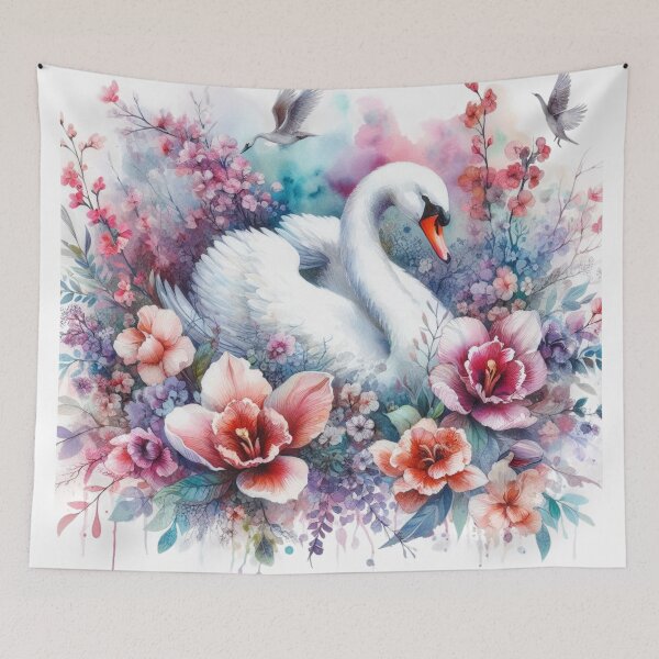 Item preview, Swan and Flowers designed and sold by deniz kaya.