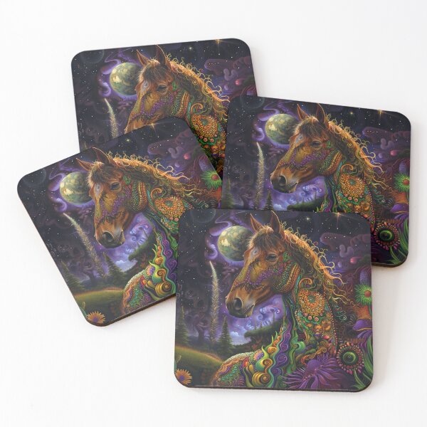 Item preview, Mystical Moonlit Horse - Psychedelic Spiritual Artwork designed and sold by Mystikos Art.