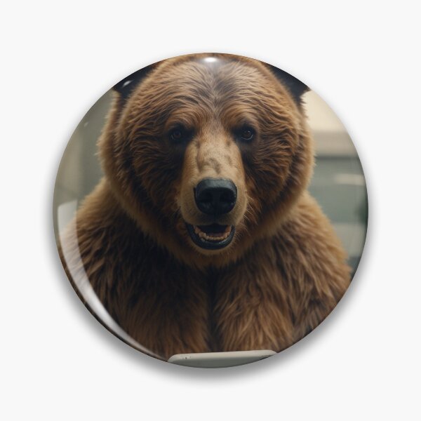 Aperçu de l'œuvre Ours drôle sur les toilettes avec un smartphone créée et vendue par vk09.