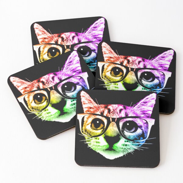 Item preview, Rainbow Kitty Cat with Glasses designed and sold by ROBOTFACE T-Shirts.