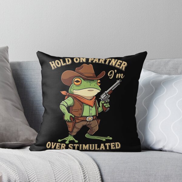 Item preview,  Hold On Partner I'm Overstimulated Cowboy Frog Vintage  designed and sold by studiopekepeke.