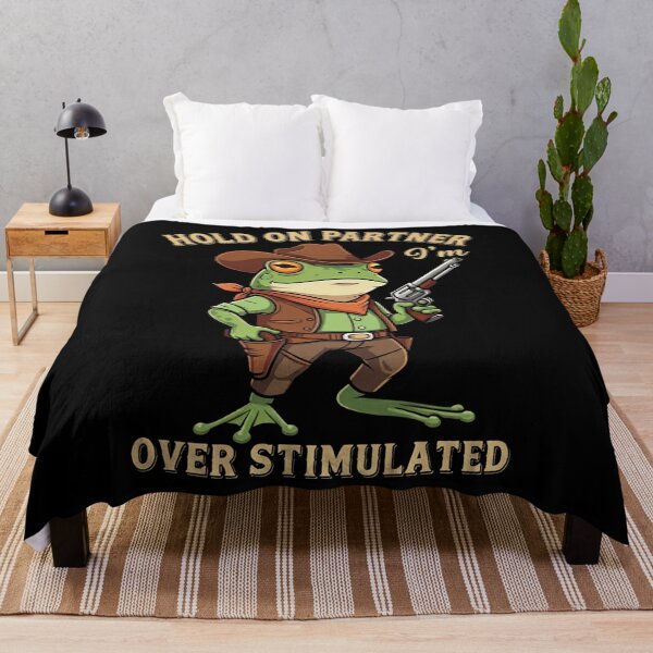 Item preview, Hold On Partner I'm Overstimulated Cowboy Frog Vintage designed and sold by studiopekepeke.