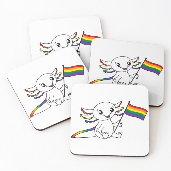 Item preview, Cute Axolotl with Rainbow Pride Flag LGBTQ+ designed and sold by JoyfulJen.