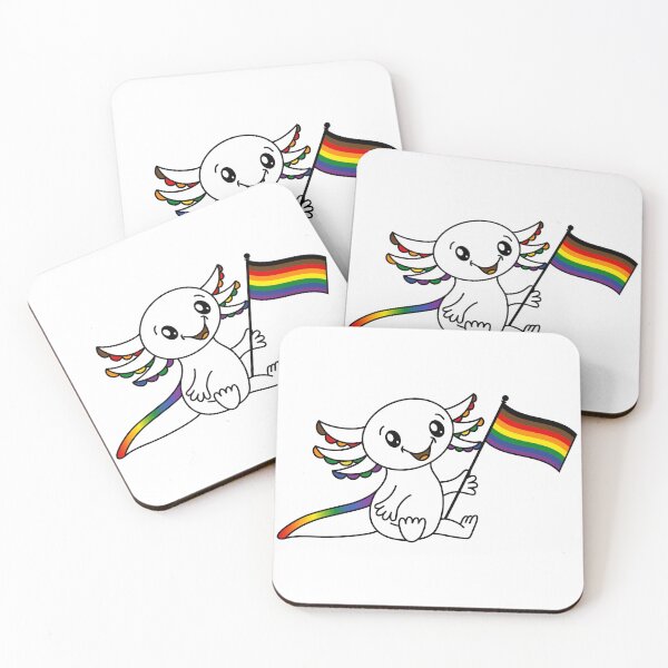 Item preview, Cute Axolotl with POC Rainbow Pride Flag LGBTQ+ designed and sold by JoyfulJen.