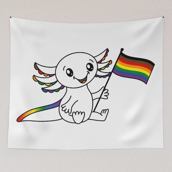 Item preview, Cute Axolotl with POC Rainbow Pride Flag LGBTQ+ designed and sold by JoyfulJen.