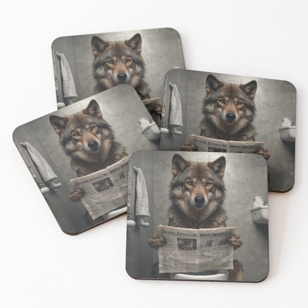 Item preview, Funny Wolf on Toilet Reading Newspaper designed and sold by vk09.