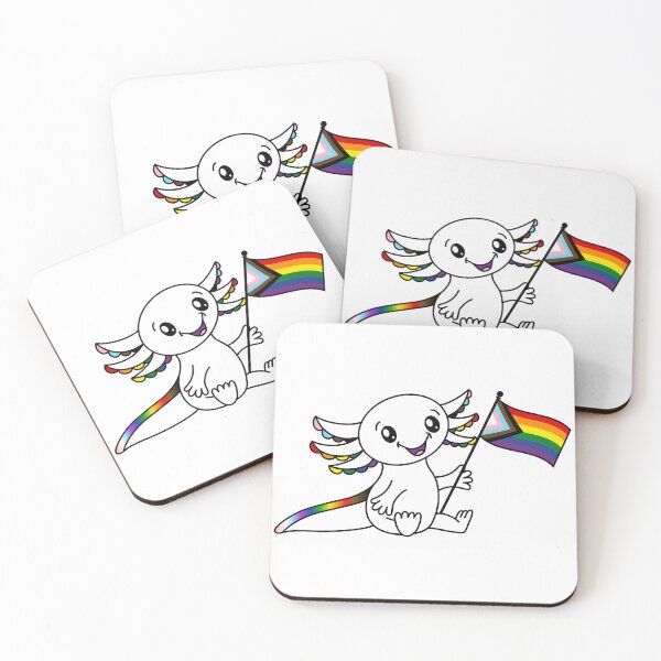 Item preview, Cute Axolotl with Quasar Pride Flag LGBTQ+ designed and sold by JoyfulJen.