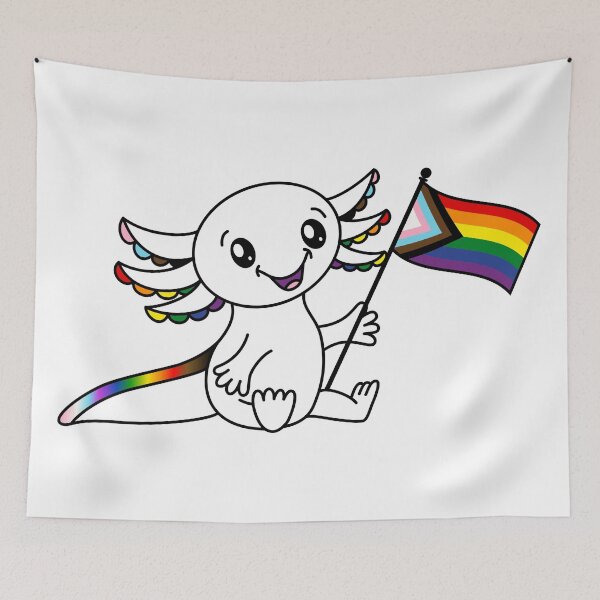 Item preview, Cute Axolotl with Quasar Pride Flag LGBTQ+ designed and sold by JoyfulJen.