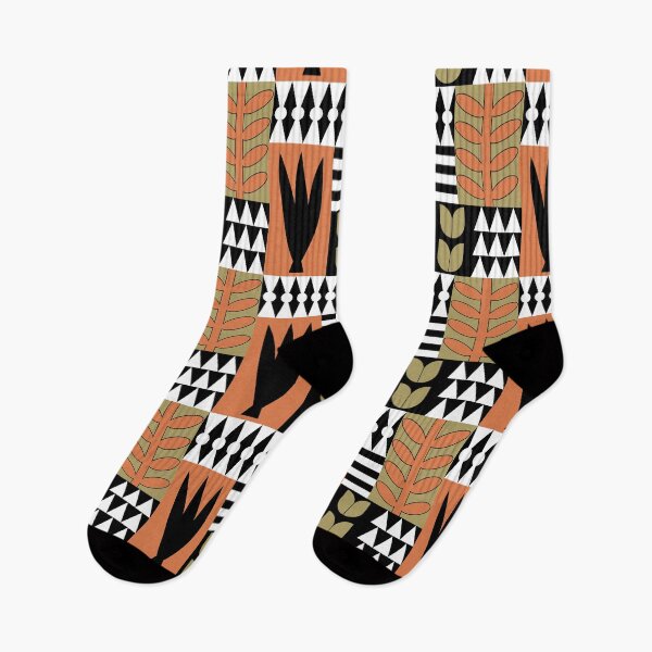 Item preview, Geometric Botanical Pattern 1 Coral Taupe Black And White designed and sold by QuestingPixel.