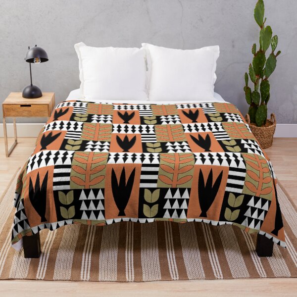 Item preview, Geometric Botanical Pattern 1 Coral Taupe Black And White designed and sold by QuestingPixel.