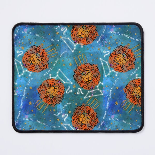 Item preview, Leo: July 23 - August 22. Leo Zodiac non directional print in alcohol ink and watercolor with simulated gold glitter accents. designed and sold by KariSmithDes.