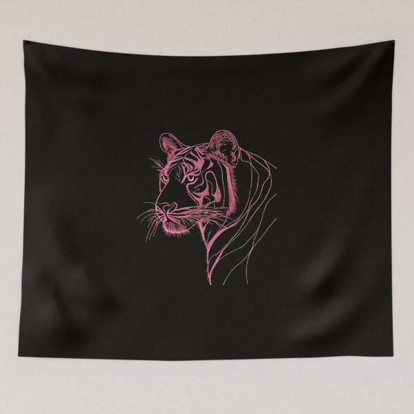Item preview, A tiger's silhouette is outline in pink lines minimalism with an ethereal quality.  designed and sold by SHOASHOPrb.