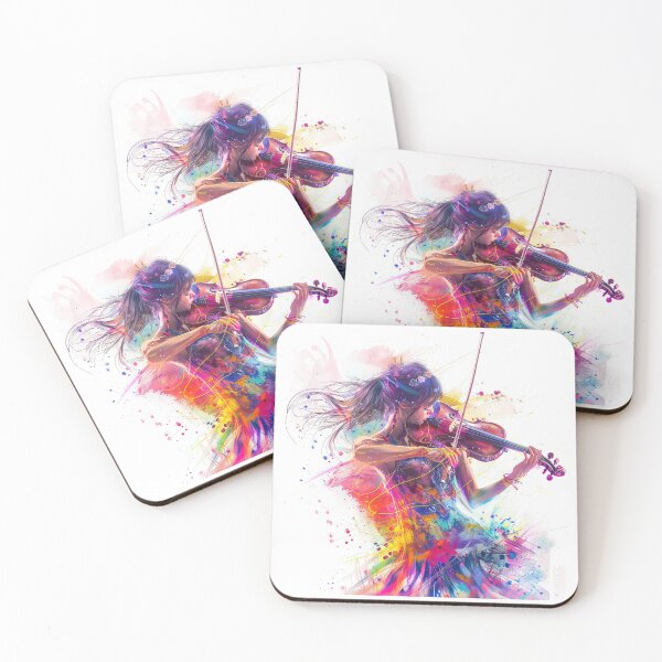 Item preview, Colorful Girl Violin Player Painting Romantic Art Abstract Musician Artwork Abstract Musician Paintings designed and sold by fansyartdesign.