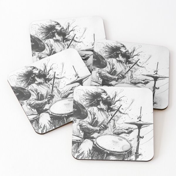 Item preview, Black White Drummer Painting Art Jazz Music Artwork Sketch Musician Artwork designed and sold by fansyartdesign.
