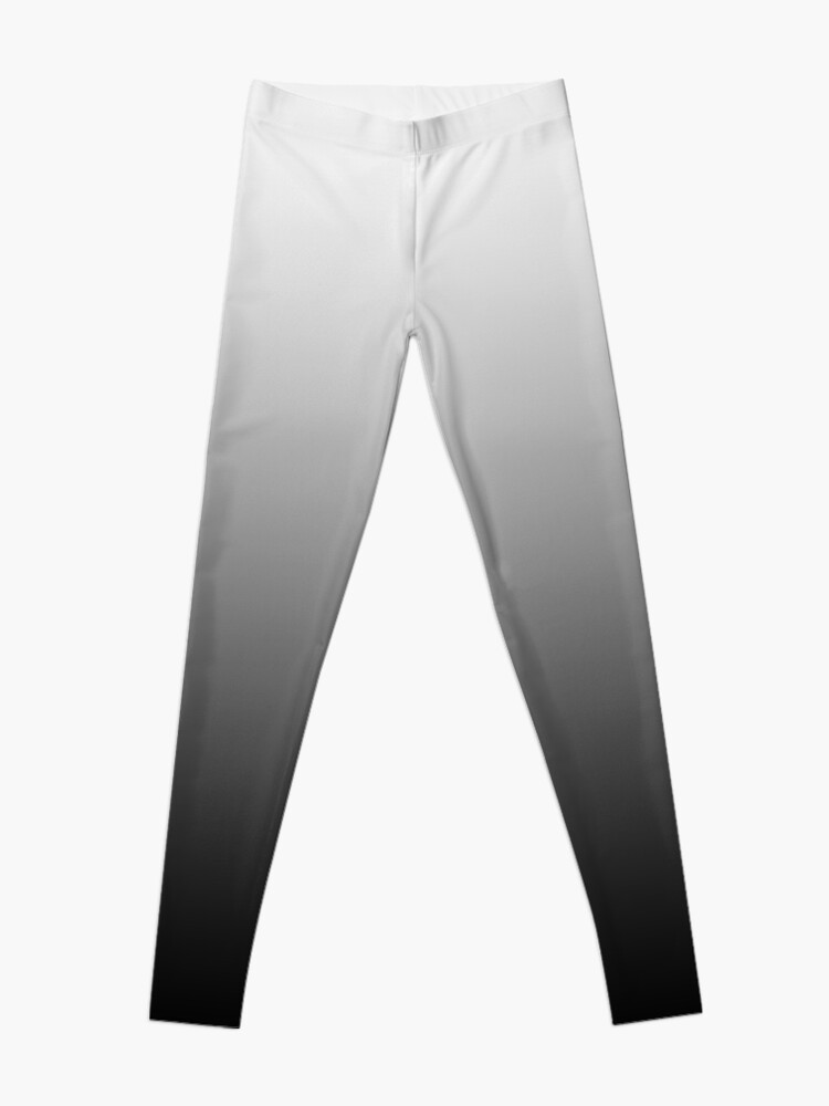 Grey White Ombre Leggings Women, Gradient Tie Dye Black Printed