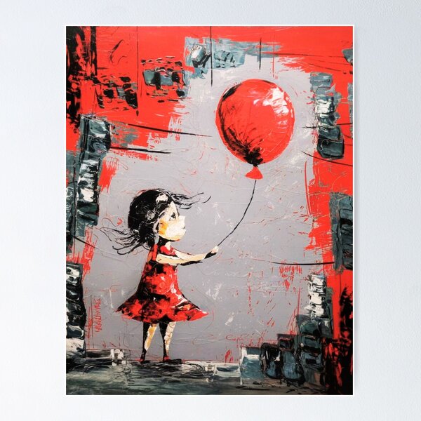 Flying Balloons Girl （Red Balloons Ver.） Red Balloon Girl Posters for Sale | Redbubble