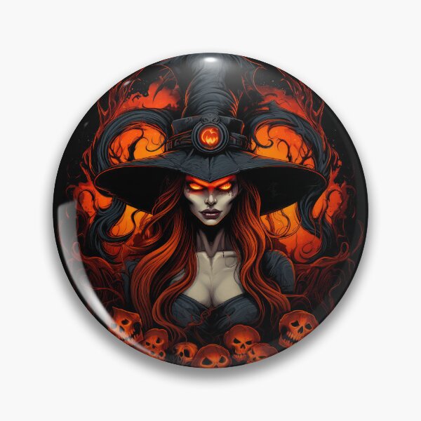 Item preview, Halloween Bewitching Sorceress Enshrouded in Fiery Flames and Haunting Skulls designed and sold by Vinson-MFG.