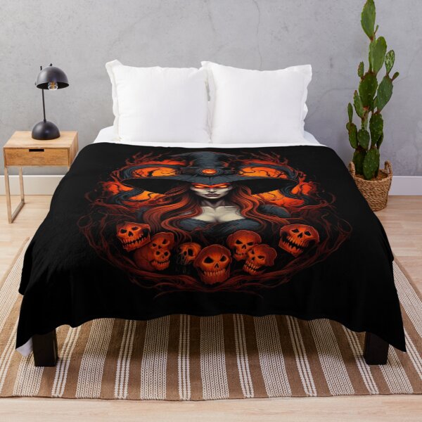 Item preview, Halloween Bewitching Sorceress Enshrouded in Fiery Flames and Haunting Skulls designed and sold by Vinson-MFG.