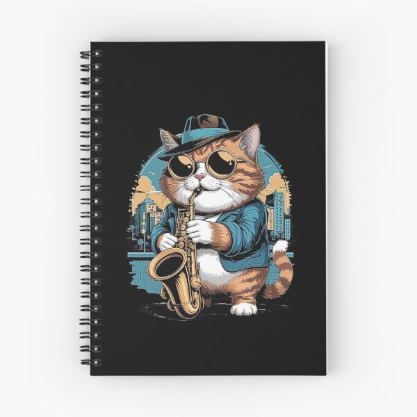 Item preview, Cool Jazz Cat in the City: Vintage Cat Art with Saxophone designed and sold by love3617.