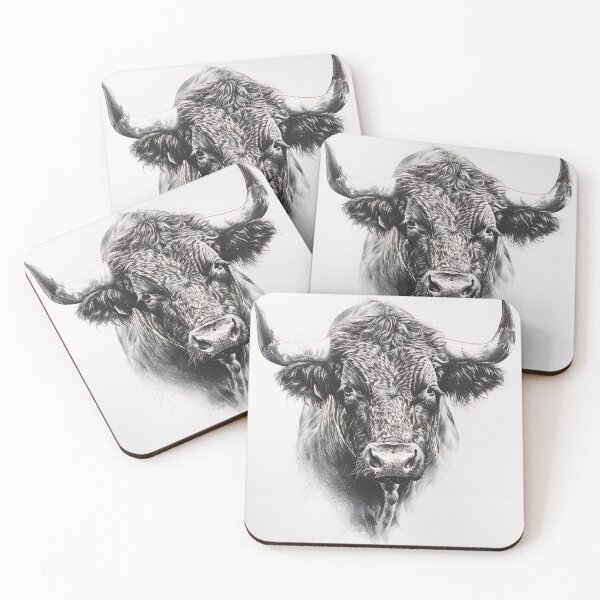Item preview, Black and white ox pencil drawing designed and sold by Pencil-Art.