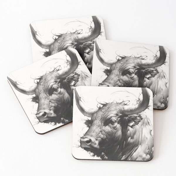 Item preview, Black and white ox pencil drawing designed and sold by Pencil-Art.