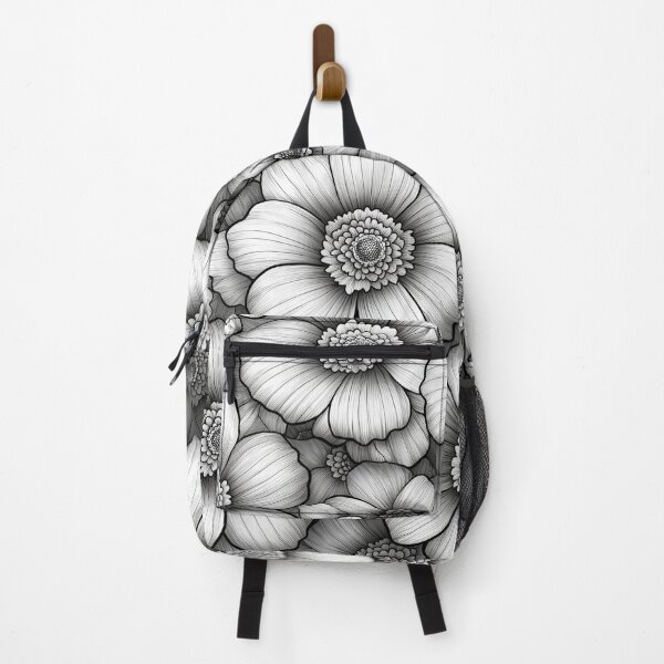 Item preview, A seamless pattern of delicate flowers Design rendered in black and white pen line drawing with fine shading for depth. designed and sold by HEMRO.