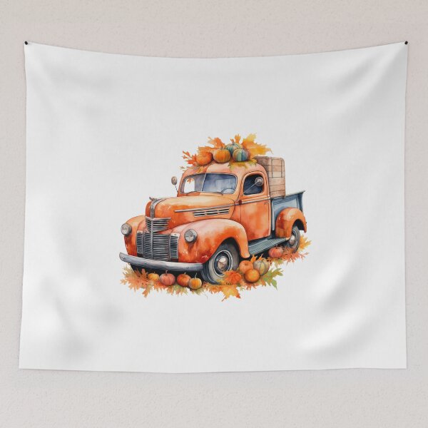 Item preview, Watercolor Vintage Pumpkin Truck, Halloween designed and sold by ArtPixelHaven.