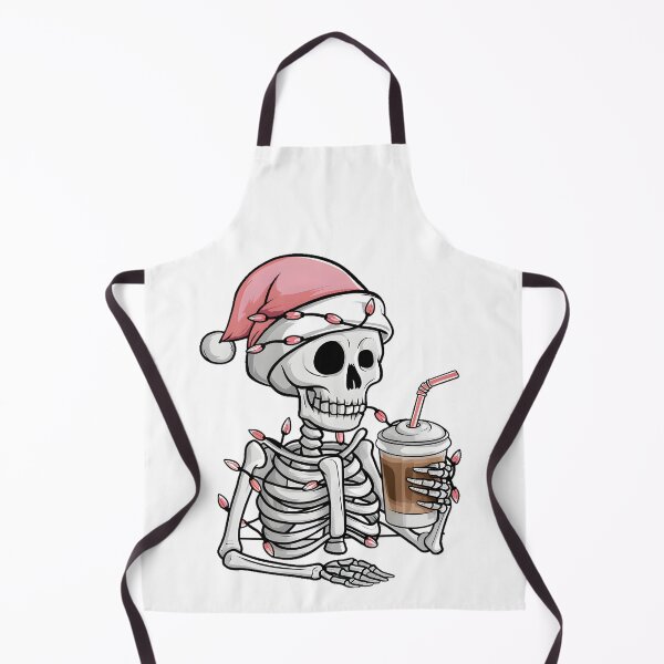 Item preview, Skeleton Drinking Ice Coffee with Christmas Lights Pastel Santa Hat designed and sold by clothesy7.