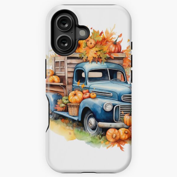Vista previa del artículo con la obra «Camión con calabaza vintage en acuarela, Halloween», diseñado y vendido por ArtPixelHaven.