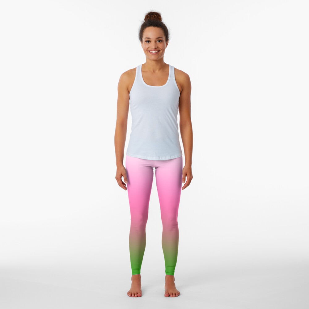 Ombre White to Pink to Green Leggings