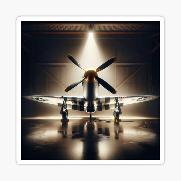 Item preview, P-51 Mustang in a dark hangar  designed and sold by SkywardTreasure.