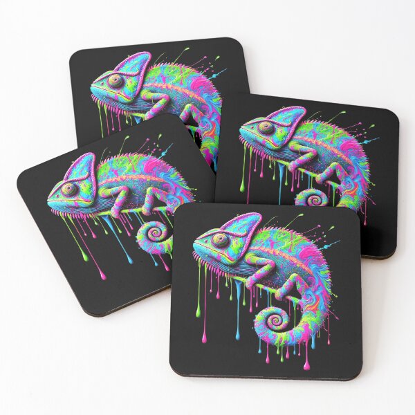 Item preview, Neon Drip Chameleon – Psychedelic Splash of Color designed and sold by SHHCreations.