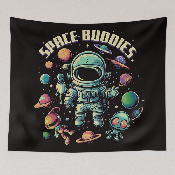 Item preview, Cute Space Buddies funny Astronaut and Alien for Kids and Adults  designed and sold by DrawHandArt.