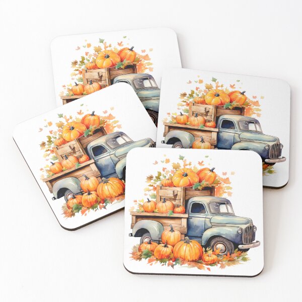 Item preview, Watercolor Vintage Pumpkin Truck, Halloween designed and sold by ArtPixelHaven.