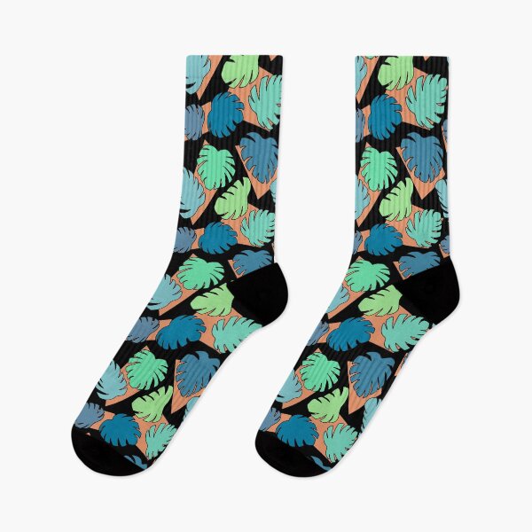 Item preview, Geometric Monstera Pattern on Black designed and sold by kvictoria1.